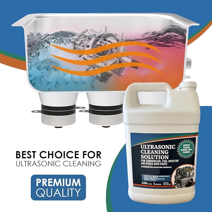 NORTHWEST ENTERPRISES Ultrasonic Cleaner Solution for Carburetors and Engine Parts. Concentrated Washing Compound for use in Ultrasonic Machines and Immersion Washers - Automotive Fluid (4 Gallons)