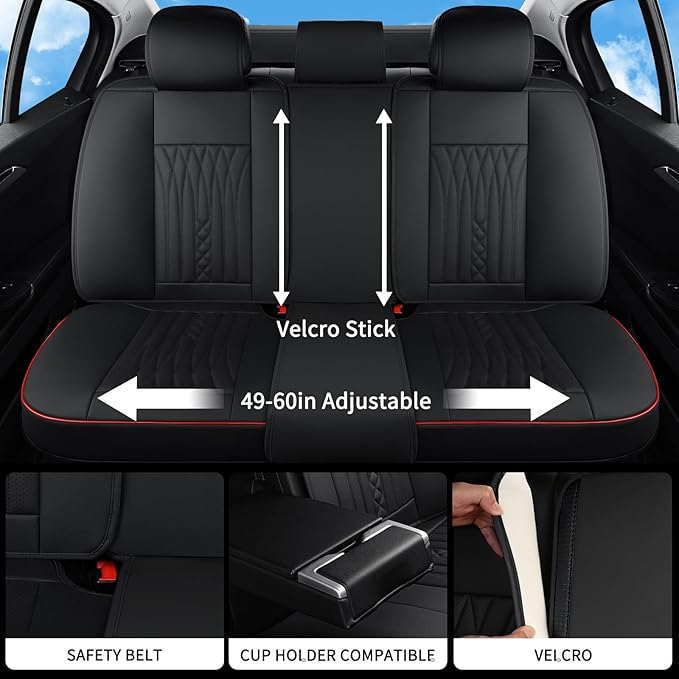 Car Seat Covers Full Set, Leather Seat Covers for Cars, Car Seat Protector Waterproof, Non-Slip Car Interior Covers Fit for Most Cars, SUV, Vans, Trucks,5Seaters,Full Set,Black,COMFDRIVE-A03