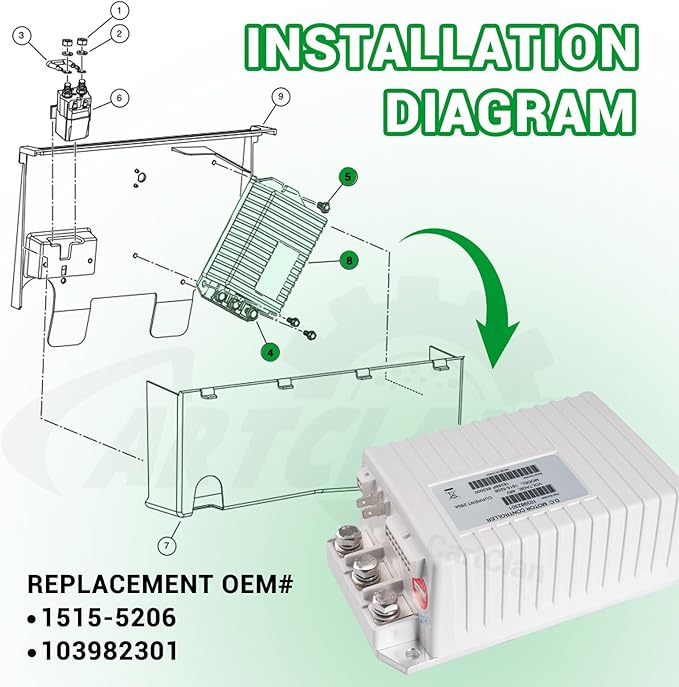 48V 250A Club Car DC Motor Controller, Golf Cart DC Motor Controller Speed Controller Suitable for Club Car Precedent/DS Golf Carts
