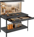 Work Bench, Work Benches for Garage, Work Table, A3 Steel 600LBS Capacity Workbench for Garage Tool Storage Workshop Basement, Tool Table Bench