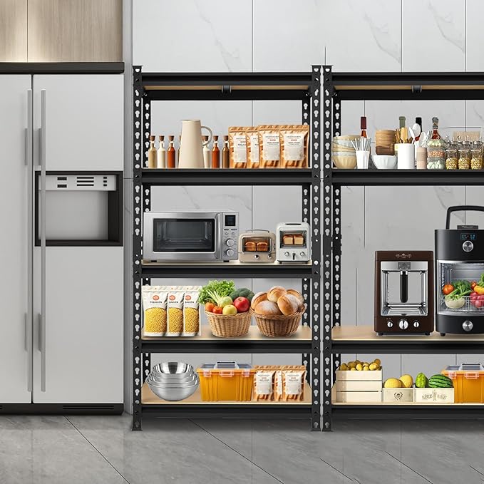 BIG RED 5 Tier Heavy Duty Garage Storage Shelving: Adjustable Metal Utility Shelving Rack for Garage, Basement, Pantry, Closet - 2,000lb Capacity (72"x36"x18") Black
