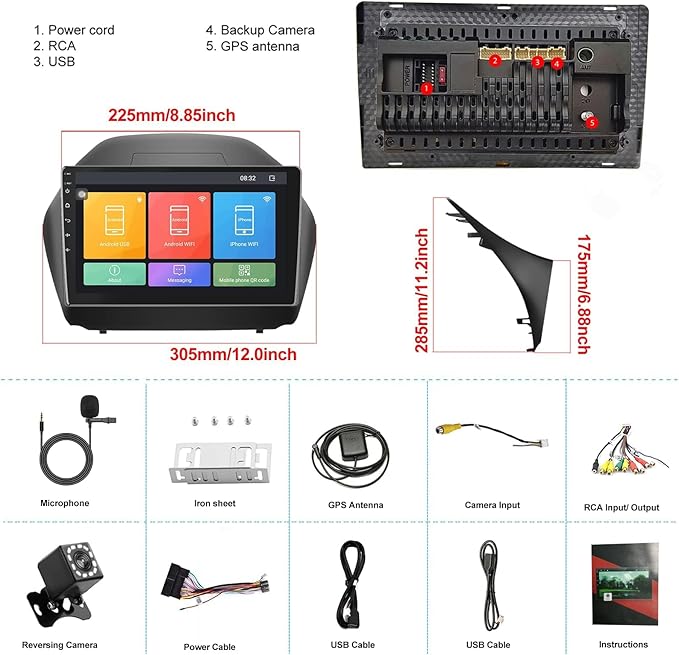 SIXTOP 1+32G Android Car Stereo for Hyundai Tucson IX35 2010 2011 2012 2013 2014 2015 Head Unit 10.1 inch Touch Screen Multimedia Player GPS Bluetooth WiFi FM Mirror Link Split Screen Rear Camera&Mic