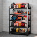 Metal Storage Rack Tier Height Free Adjustable Garage Tool Rack Load Capacity 3000lbs Industrial Storage Rack,Black,Garage,Kitchen,Bedroom,Garden (5-Tier63.0" H*39.4" W*17.7" D)