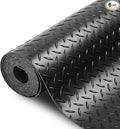 SEAL 6 x 10 Ft Premium Garage Floor Mat, Solid 2.8mm Thickened Black Commercial Grade Heavy Duty Parking Mat for Garage Floor, Golf Cart, Water/Stain Resistant Floor Runner (Embossed Diamond Plate)