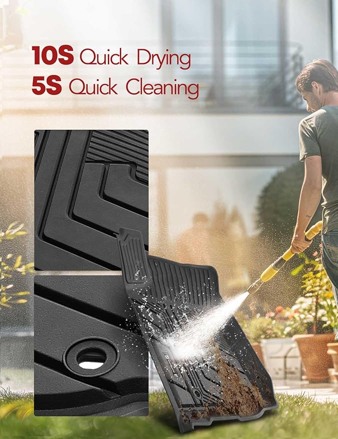 YHTAUTO Floor Mats Fit 2016-2020 Toyota Tacoma Access Cab, TPE All Weather Car Mats Waterproof Anti-Slip Odorless Floor Liner, Interior Car Accessories Front & 2nd Row Liner