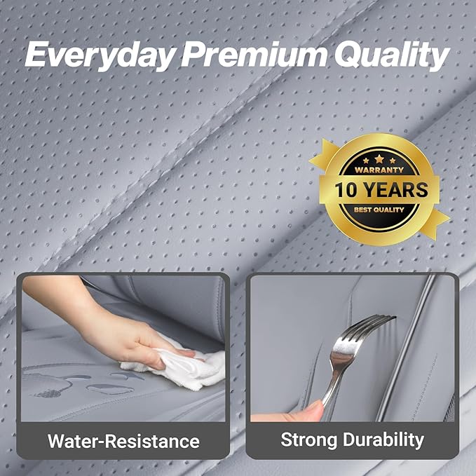 Coverland Custom Car Seat Covers Compatible with 2007-2013 Sierra 1500 Extended Cab - Premium Leather Non-Slip Waterproof Cover Interior Protector Full Set-Gray [See Size Chart-Size X115]