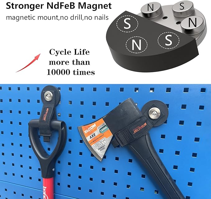 MUTUACTOR 2packs Magnetic Hooks Heavy Duty,Strong Magnet Garage Hook Large Capability for Hanging Cables Rubber Coating Mounting Magnet Storage Hooks for Garden Hoses Ropes Cordless Drills Tools Box