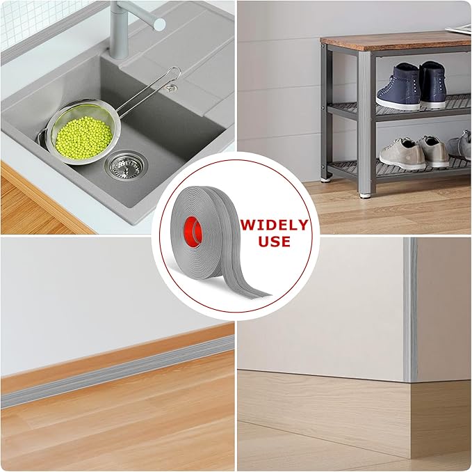 Flexible Wall Corner Protector Moulding Trim Peel and Stick Wall Corner Guards Edge Protector Self Adhesive Molding Trim Strip for Edge Ceiling (Light Gray Wood Grain, 0.8 in x 10 Ft)
