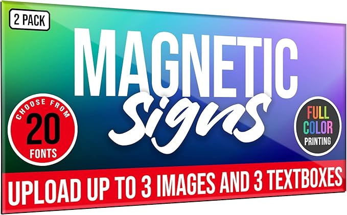 2 Pack, Personalized Magnetic Signs for Vehicles, Custom Car Magnets for Businesses, Customized Full Color Magnetic Truck Signs, 12x24 Car Magnet Signs (Design C)