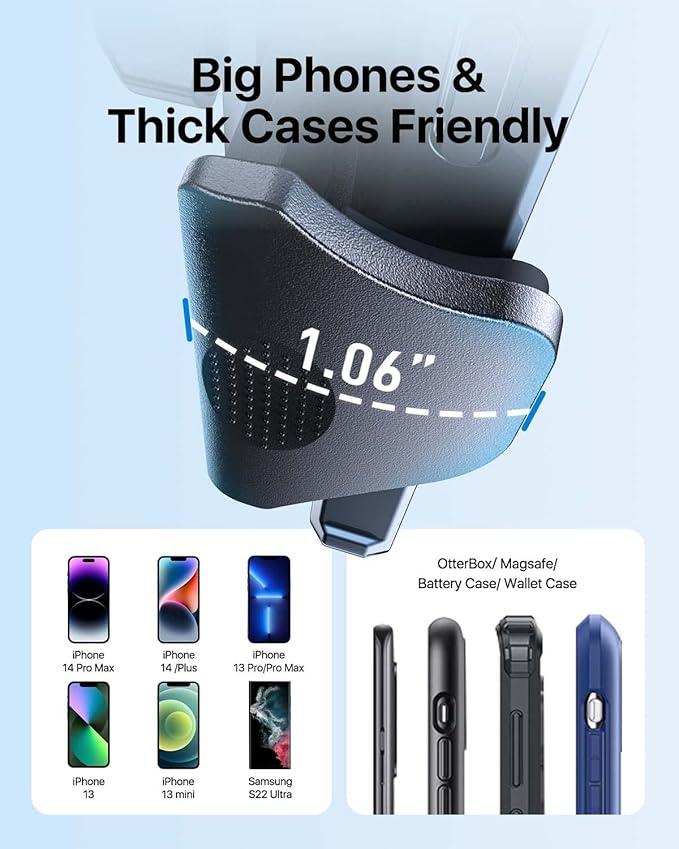 andobil Car Phone Mount [Ultra Stable & Big Phones Friendly] Cell Phone Holders for Your Car Dashboard Windshield Vent Truck, Car Phone Holder Mount for iPhone 16 15 14 13 12 Pro Max Samsung S24 S23