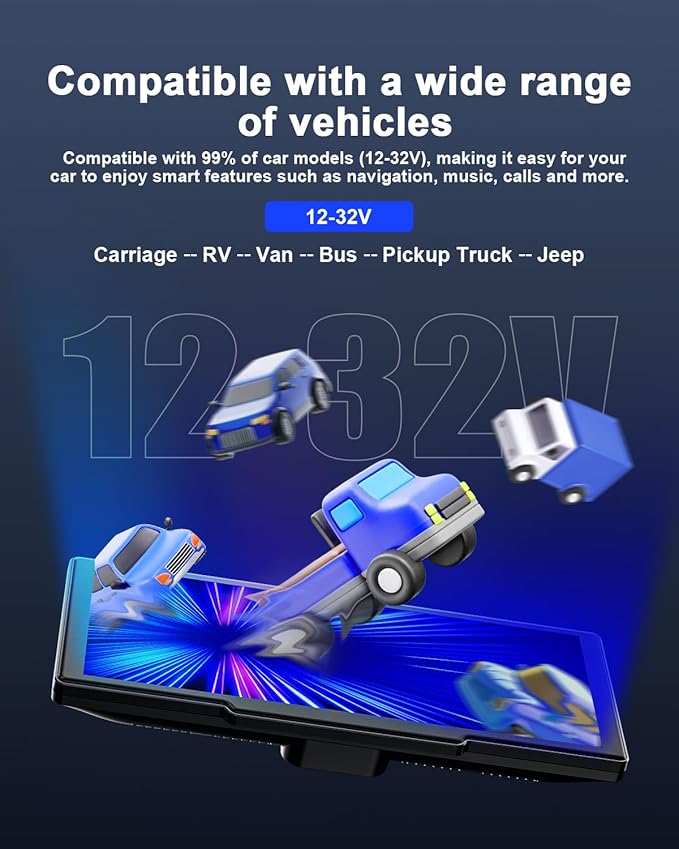 8.1'' Wireless Apple Carplay Screen for Car, Android Auto with Backup Camera, Portable Car Stereo Touchscreen with OTA/GPS Navigation/Mirror Link/Voice Control/Bluetooth/AUX/FM/WiFi