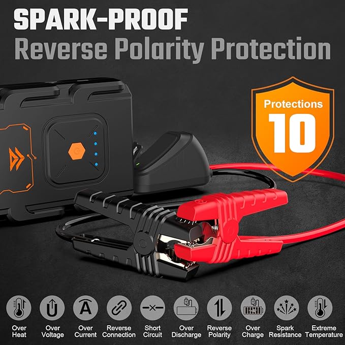 G21C Battery Jumper Starter Portable 2000A Car Jump Starter Portable Battery Booster for 7.0L Gas and 6.5L Diesel Engines 12V Jump Box with USB Quick Charge LED Flashlight and Compact Storage Case