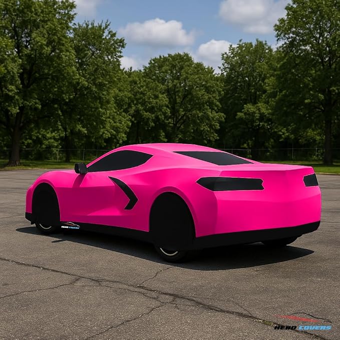 C8 Car Cover Fit for Corvette C8 Indoor and Outdoor Protection (Pink)