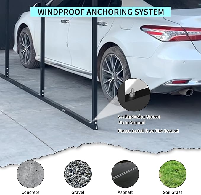 10x15 FT Metal Carport, Heavy Duty Car Port Canopy with Galvanized Steel Roof & Frame, Large Metal Carport Kit, Steel Car Shelter, Outdoor Car Garage for Car, Boat, Truck, Black