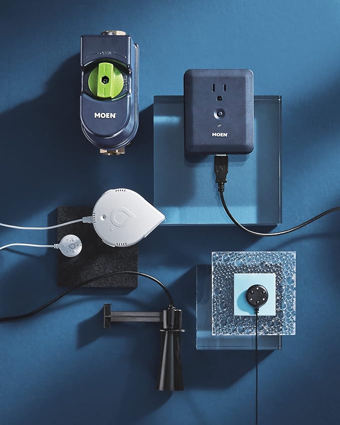 Flo by Moen Smart Water Detector, 3-Pack with Leak Sensing Cable (6-ft)