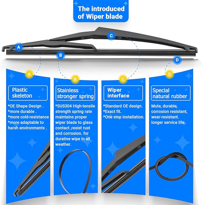 Windshield Wiper Blades Replacement for Nissan Rogue Sport 2017 2018 2019 2020 2021 2022 Original Factory Quality Front Rear Wipers Blade Set for My Car - 28" 18" 12" (Pack of 3)