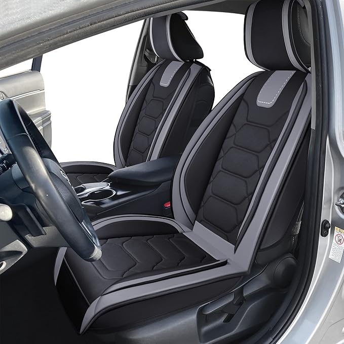 OASIS AUTO Custom Fit Seat Covers for 2012-2025 Toyota Camry, Waterproof Faux Leather Seat Protector Cushion Camry Car Accessories (Full Set, Gray)