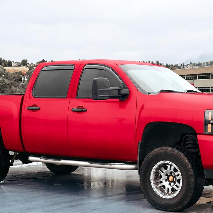 Voron Glass in-Channel Extra Durable Rain Guards for Chevrolet (Chevy) Silverado 2500HD/3500HD 2007-2014 Crew Cab, Window Deflectors, Vent Window Visors, 4 Pieces - 200265