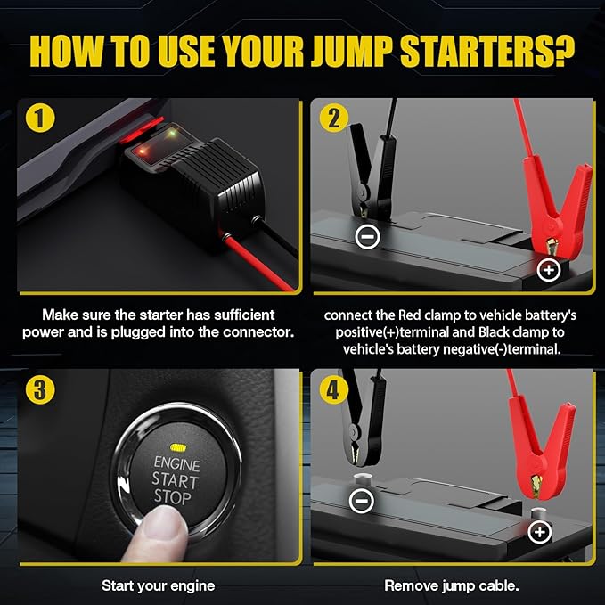 Jump Starter Battery Pack, 4500A Peak Car Battery Charger Jump Starter for Up to 10.0L Gas or 8.0L Diesel Engine,12V Car Jumper Starter Portable with Full LCD Screen (4500A)