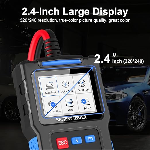 Car Battery Tester 12V 24V, Topdiag BT300 Auto Battery Load Tester, 20-2000 CCA, Automotive Alternator Tester, Charging Cranking System Battery Analyzer for Car Truck Motorcycle