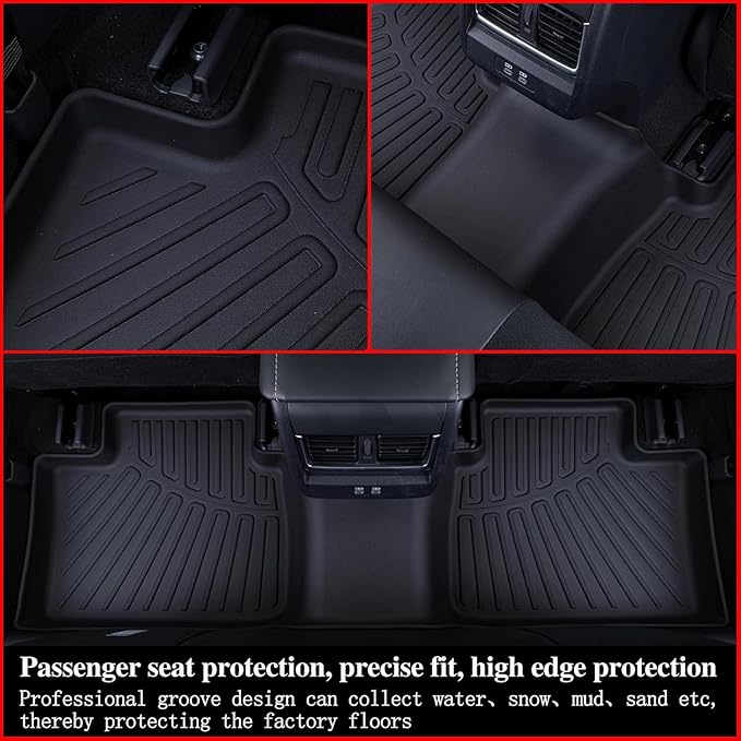Floor Mat for 2025 Nissan Armada Only Suit for 7 Seats, TPE All Weather Protection Floor Liners & Cargo Liners Velcro Covering The Backrest (for 2025 Nissan Armada-7)