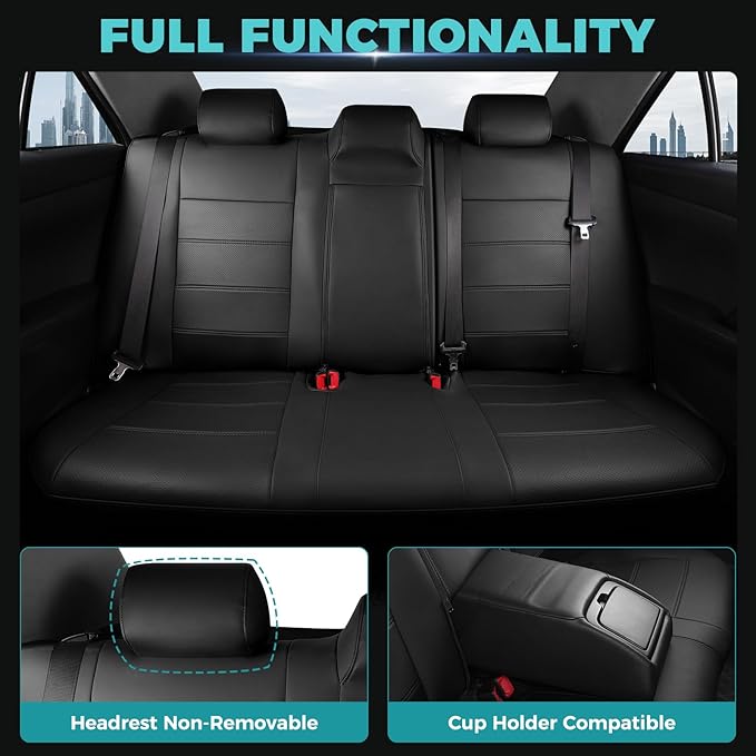 for Toyota Camry Seat Covers L LE XLE 2012 2013 2014 2015 2016 2017 - Custom Fit Car Seat Covers Full Set, Waterproof Breathable Luxury Leather Seat Covers for Cars, Black Not for Hybrid