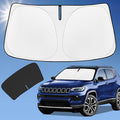 Sun Shade Sunshade for Jeep Compass Windshield Cover, 4-Layer Front Window Shade Custom fit Compass 2017-2024 2025 Sun Visor 240T Retractable Shield Shade Blocks UV Rays Cooler Car Accessories
