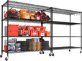 PrimeZone 2 Packs 55.5" W x 24" D x 80" H Heavy Duty Wire Storage Shelves with Wheels, 4 Tier Adjustable NSF Certified Garage Shelving Unit, Rolling Metal Organizer Shelf Rack for Warehouse, Pantry