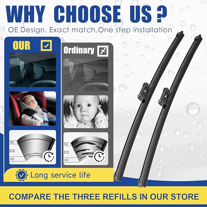 3 wipers Replacement For Subaru Ascent 2019-2021 2022 2023,Original Equipment Replacement Windshield Wiper Blades Set 26"+20"+14" (Set of 3) Top Lock
