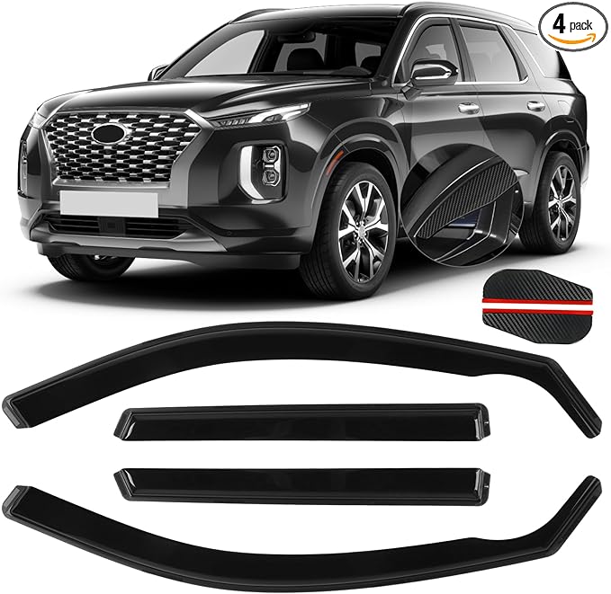 in-Channel Rain Guards Fit for Hyundai Palisade 2021 2022 2023 2024, Durable Vent Window Visors Shades, Smoke Side Wind Deflectors for Car-4PCS