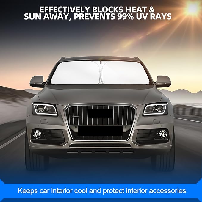 Windshield Sun Shade for Audi Q5 2009-2017 Foldable Sunshade Custom Fit Front Window Car Interior Accessories Protector Blocks UV Rays