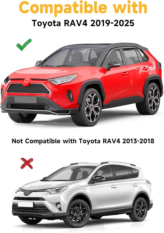 Tape-On Window Rain Guards Fit for Toyota RAV4 2019 2020 2021 2022 2023 2024 2025 Extra Durable Window Visors Window Deflectors Vent Visors Vent Shades Car Accessories-4 pcs 2-Q02