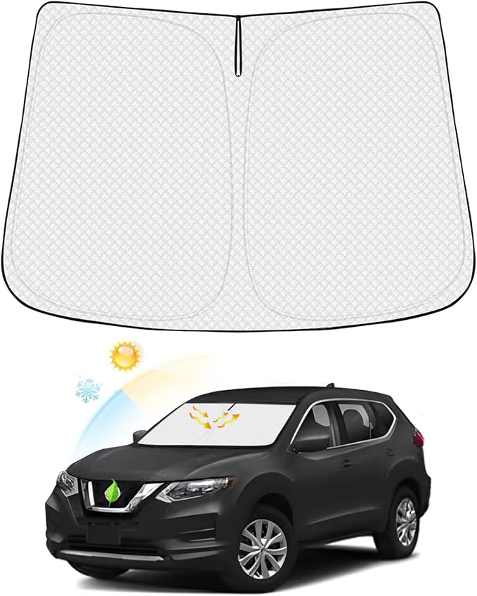 Windshield Sun Shade for 2021-2025 2026 Nissan Rogue (Not for Rogue Sport) Thicken 6-Layer Foldable Front Window Sunshade Cover Sun Visor Protector Block UV Rays Keep Vehicle Cool