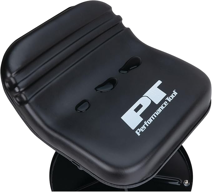 Performance Tool W85020 Tractor Creeper Rolling Work Seat with Storage Tray for Mechanic Garages and Workshops, Black, 24-inch Height