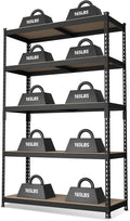WORKPRO 5-Tier Steel Shelving Unit-Black, 35-3/10”W x 17-1/2”D x 72”H, Adjustable Storage Rack, Heavy Duty Shelf with MDF Board, 1650 lbs Load Capacity (Total) for Garage, Basement, Warehouse, Kitchen