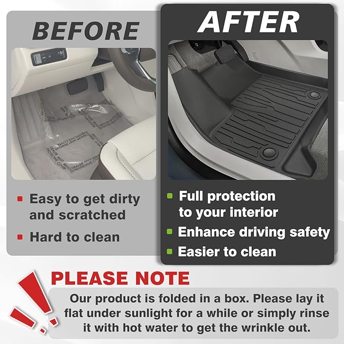 TripleAliners Floor Mats All Weather Compatible with 2024+ GMC Acadia/Chevy Traverse|2nd row captain's chairs/2025 Buick Enclave Accessories Full Set Floor Liners TPE Custom Fit Protector Car Mat 4-pc