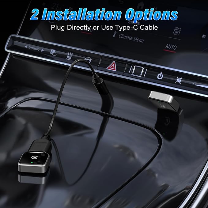 Wireless CarPlay Adapter for Apple iPhone, Converts Wired to CarPlay Wireless Adapter, Plug & Play, Easy Use, Fast Stable Connection, for Apple iPhone iOS 10+ and Cars