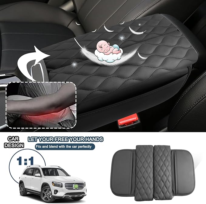 Ruiya GLA250/GLA250 4MATIC/AMG GLA35/AMG GLA45 Armrest Cover,for GLA250 Mercedes Benz Accessories Center Soft Comfy Console Lid Cover Compatible with 2020-2025 Mercedes Benz GLA H247