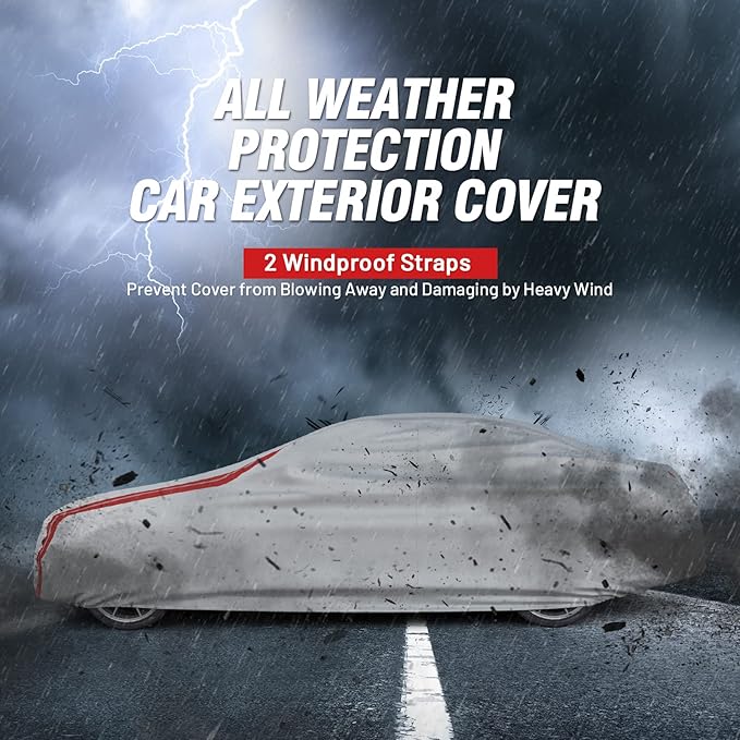 Favoto Sedan Car Cover Waterproof - Custom Fit for Toyota Camry (1996-2014) All Weather for Automobiles Outdoor with Reflective Stripe Snow Sun Dust UV Protection Full Exterior Cover