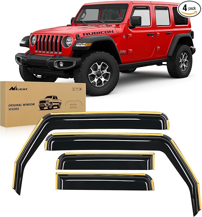 Nilight Window Visor Compatible with Jeep Wrangler JL/Jeep Gladiator 2018 2019 2020 2021 2022 2023 2024 Vent Window Visors, Rain Guards Acrylic-4pcs