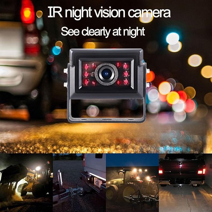 AHD 1080P, 9" Wired Monitor Rear View Reverse Backup Night Vision Camera System, Waterproof IP 69k Camera for Agriculture Farm Tractor, Truck, Forklift, Heavy Equipment, Excavator, Skid Steer