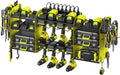 CCCEI Green Large Tools Organizer Wall Mount Charging Station, 39 Inch Long Power Tool Battery Storage Rack with 6FT Power Strip. 8 Drill Holder, Garage Utility Shelves. Pegboard Hanging Extension.
