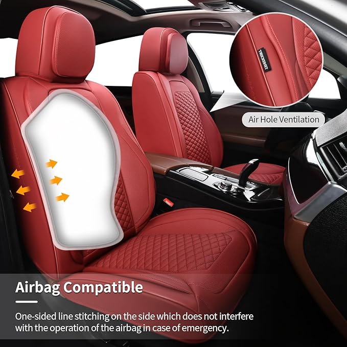2 Packs Car Seat Covers Leather Car Seat Covers Universal Seat Covers for Car, SUV,Truck (Burgundy)