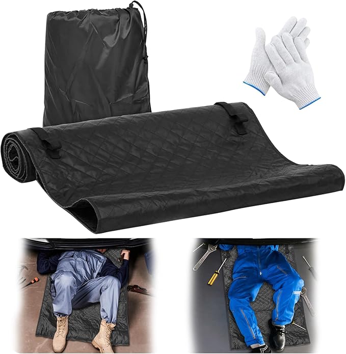 60''x28'' Foldable Car Repair Pad, Black Automotive Maintenance Mat, for Low Clearance, Special Roads, Long-Distance Trucks, Mechanics Pad, Automotive Repair Mat