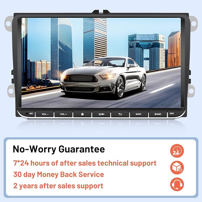 Car Radio for VW Passat Jetta Golf Skoda Polo, [1G+32GB] 9 inch Touch Screen Android Volkswagen Stereo with Wireless CarPlay Android Auto Bluetooth GPS WiFi FM+Backup Camera