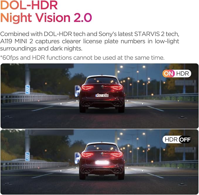 VIOFO Dash Cam A119 Mini 2, STARVIS 2 Sensor, 2K 60fps/HDR 30fps Voice Control Car Dash Camera with 5GHz Wi-Fi GPS, Night Vision 2.0, 24H Parking Mode, Supercapacitor, Support 512GB Max