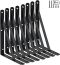 8 Pack L8 x H 6" Black Heavy Duty Shelf Brackets with Screws Metal Shelf Brackets Shelf Support Angle Brackets for Shelves L Brackets Heavy Duty Floating Shelf