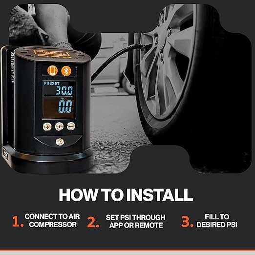 SuperHandy Automatic Tire Pressure Gauge - Wall Mountable, App/Bluetooth Control, High-Accuracy Digital Gauge, 25FT Air Hose, Ideal for Cars, Trucks, ATVs, and More