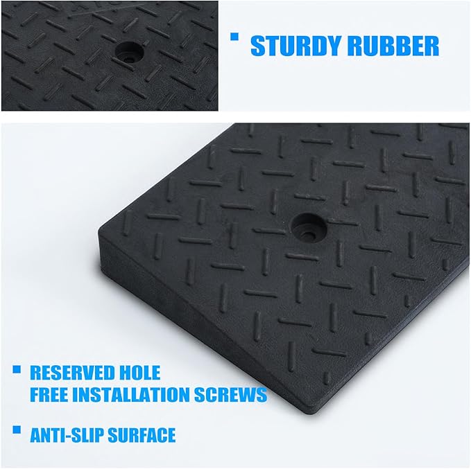 Heavy Duty Rubber Curb Ramps, 2'' Rise, 2 Pack, 6600 LBS/3T Capacity, for Driveway, Loading Dock, Bike, Vehicle, Warehouse, Sidewalk, Wheelchair