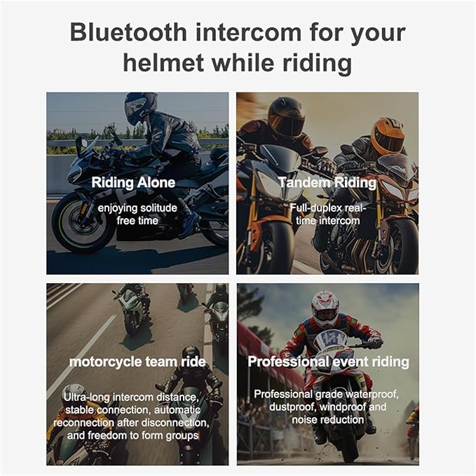 Mesh 3.0 Motorcycle Bluetooth Headset, 6 Riders Group V5.1 Helmet Bluetooth with Music Sharing and CVC Noise Cancellation, IP67 Waterproof Helmet Intercom Communication System(1 Pack)